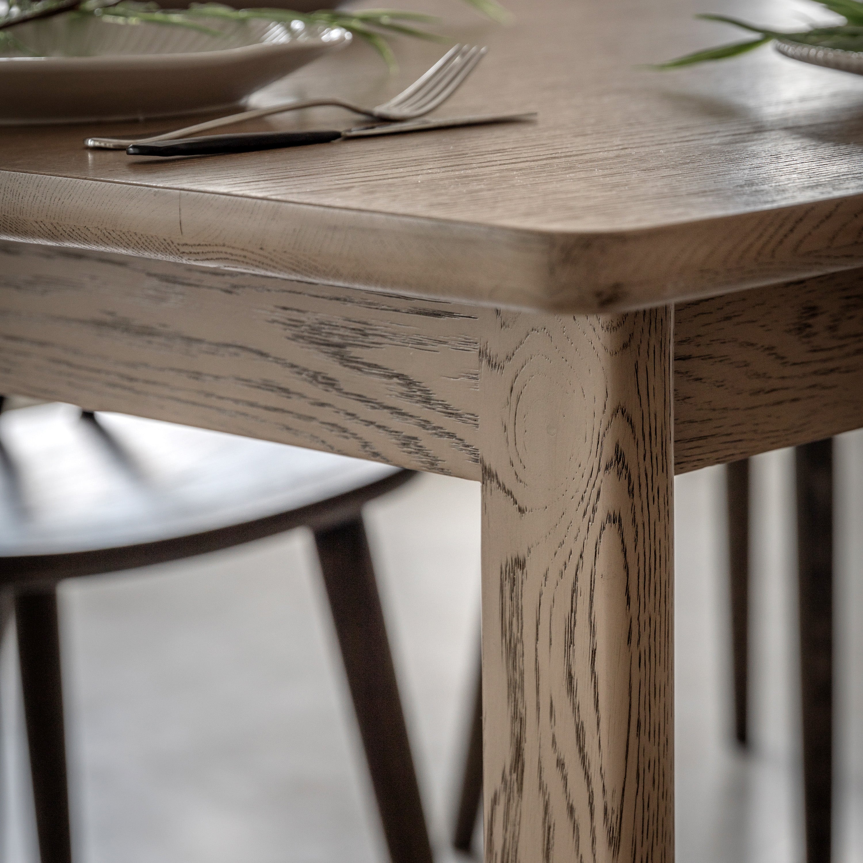 Novu Smoked Oak Wood Extending Dining Table | 6-8 Seater
